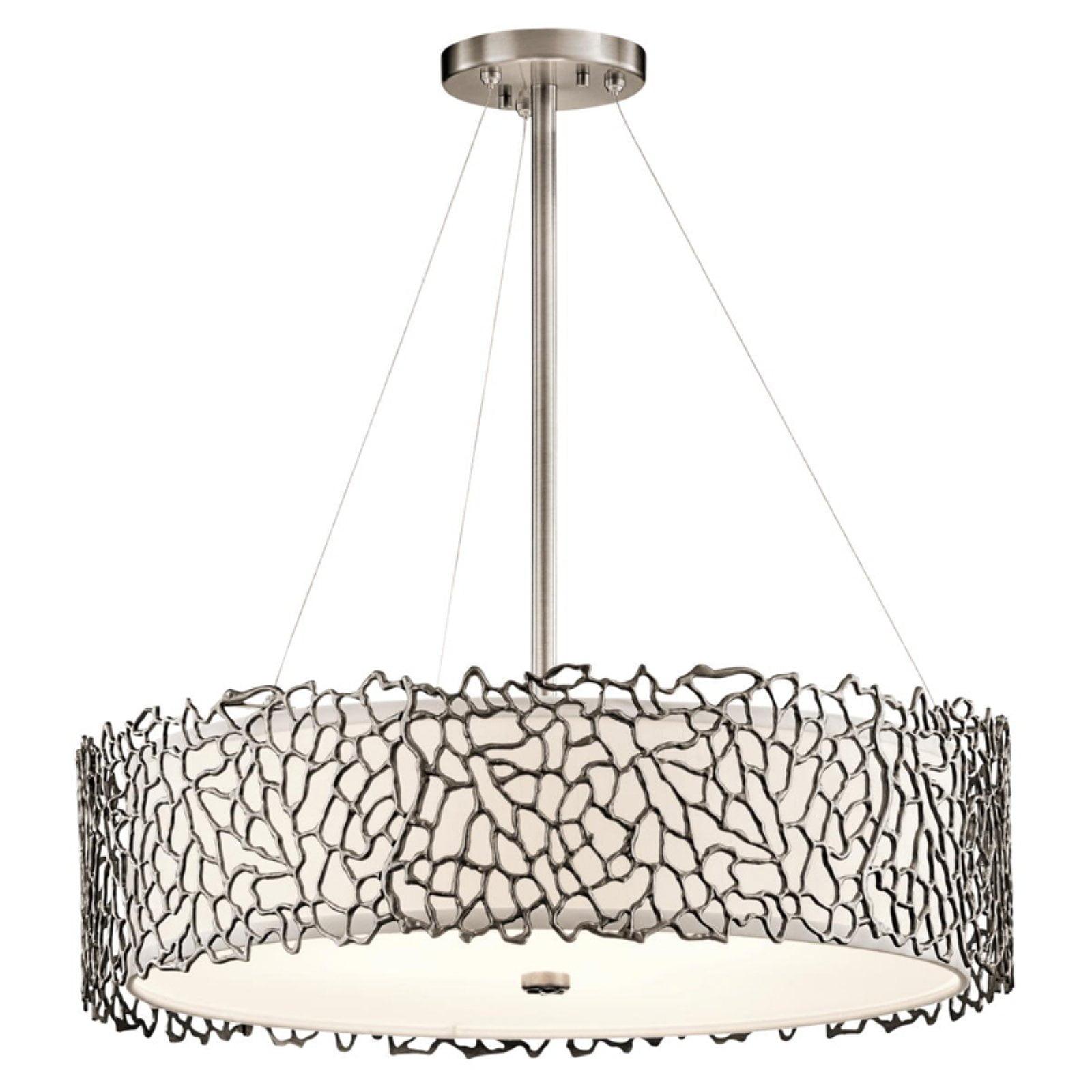 Silver Coral 4 Light Chandelier / Pendant Clasic Pewter