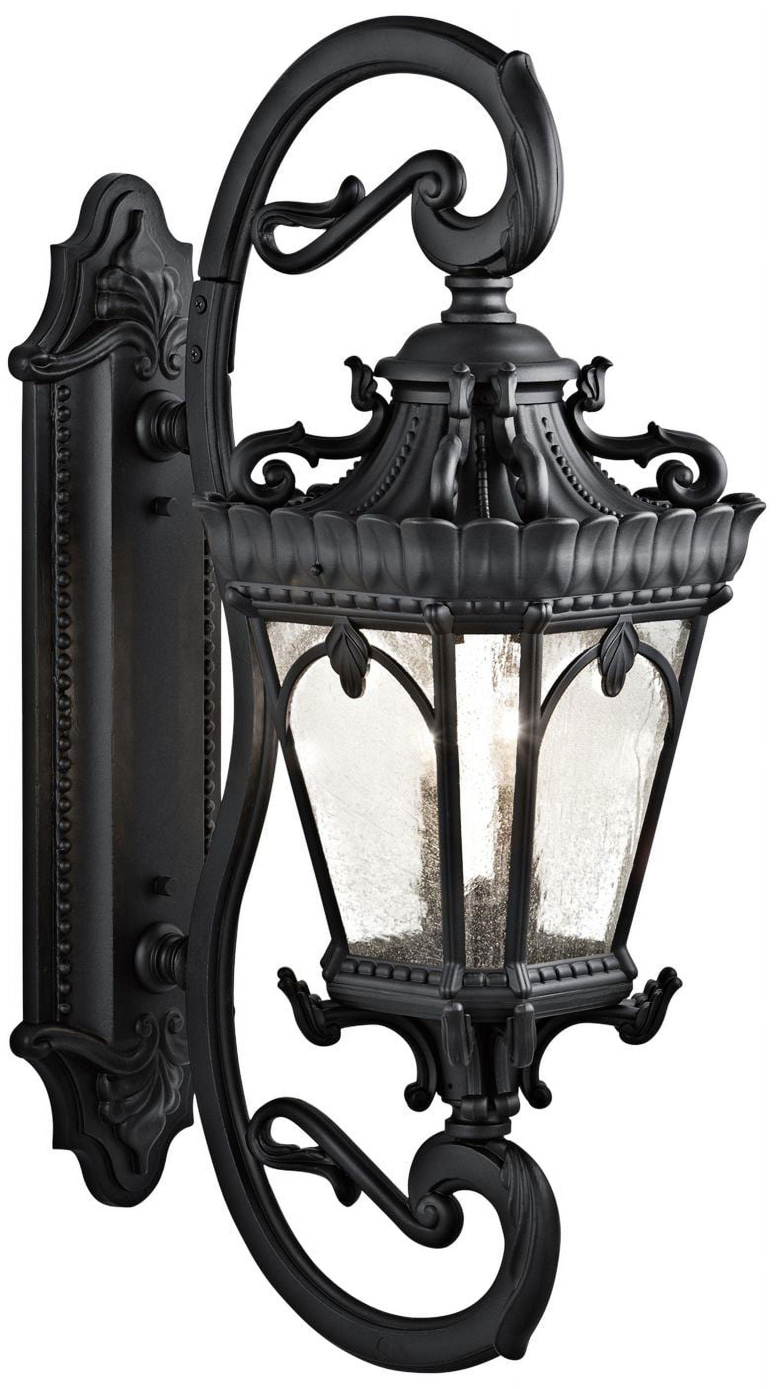 37.75" Black Bronze Traditional Lantern Wall Light