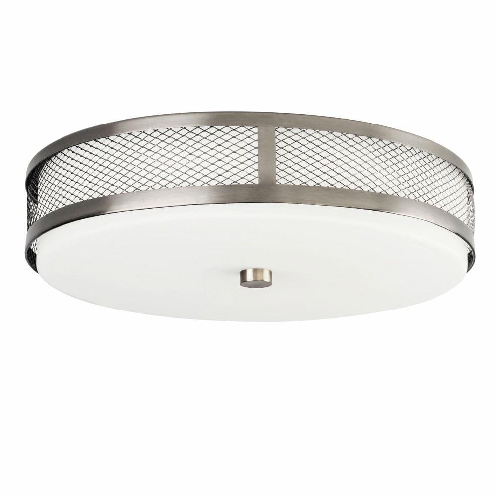 Transitional 13'' LED Drum Flush Mount in Brushed Nickel with Opal Etched Glass