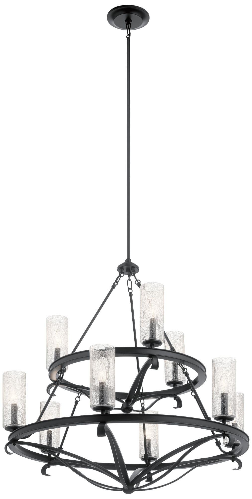 Modern Elegance 34" Black Steel 10-Light Chandelier