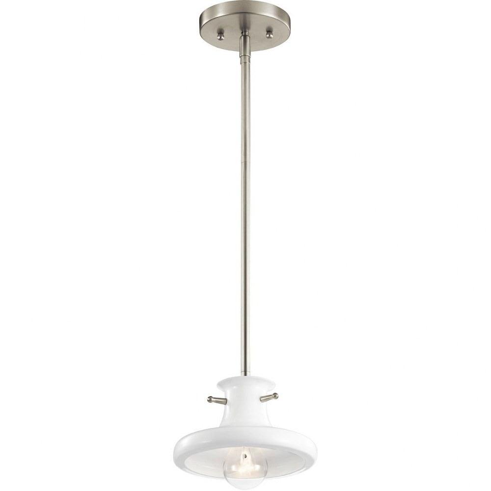 Tilson Vintage Globe Mini Pendant in Brushed Nickel with White Glass