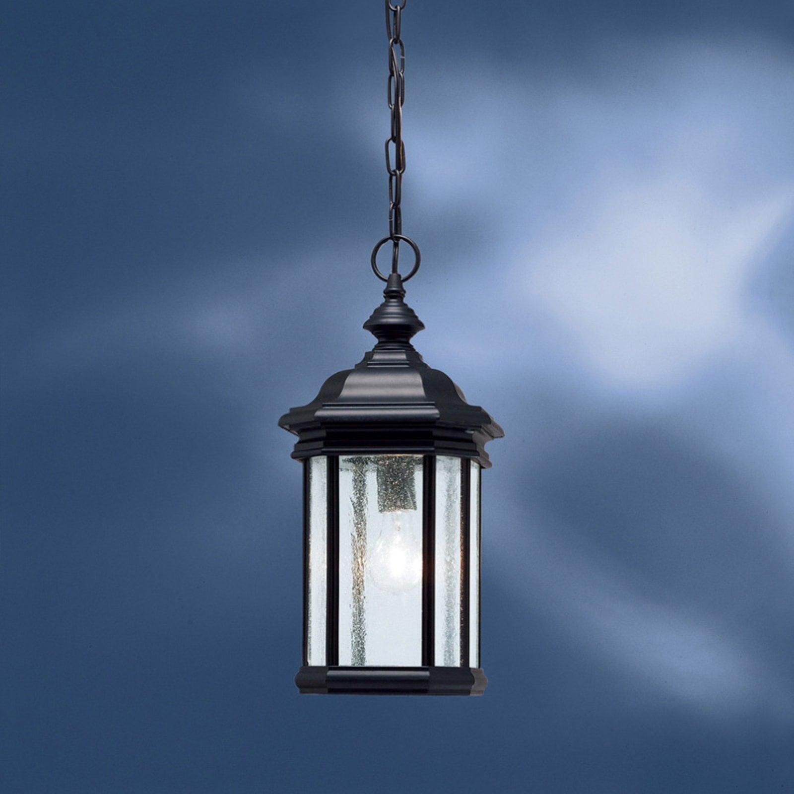 Transitional Black Outdoor Pendant Light with Clear Glass