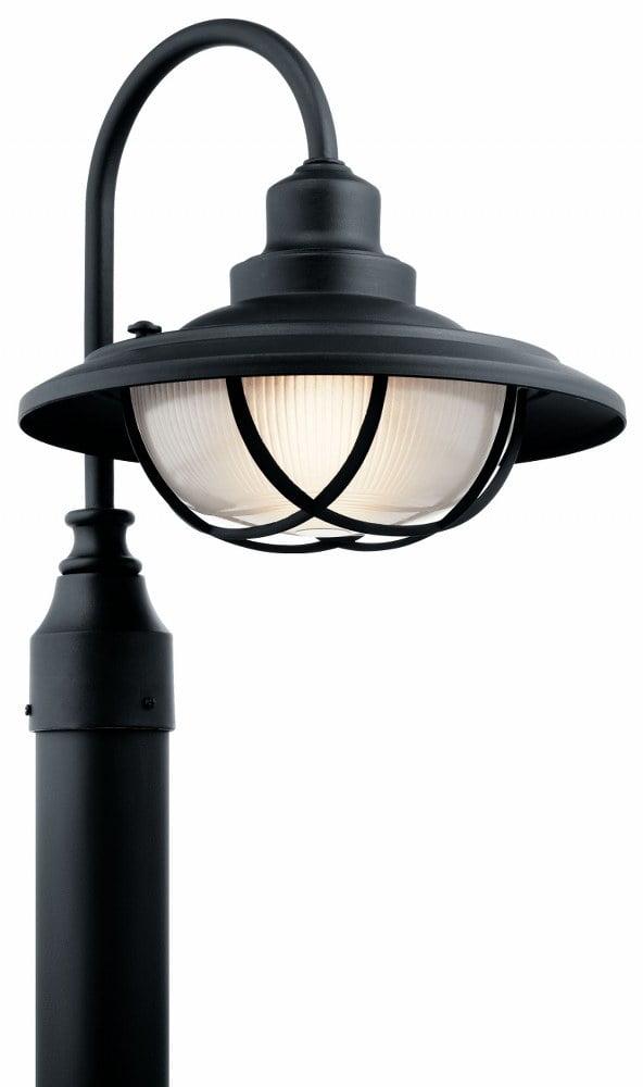 Harvest Ridge Black Aluminum Outdoor Post Light with White Shade