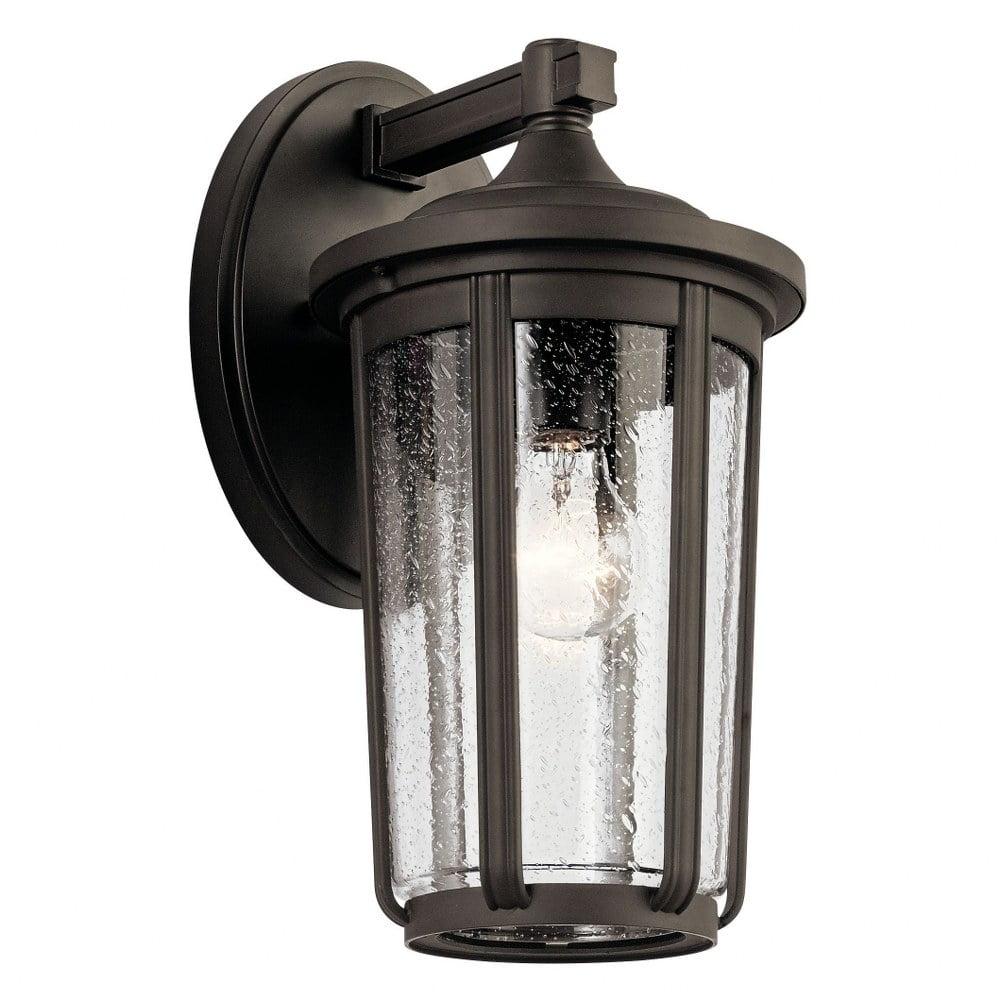 Classic Olde Bronze 14.5" Outdoor Wall Lantern with Clear Seeded Glass