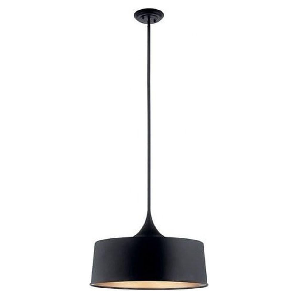 Elias Black Glass Drum Pendant Light