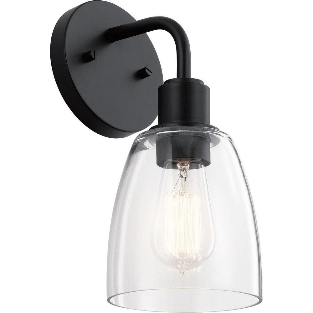 Meller Industrial Black 11'' Wall Sconce with Clear Glass