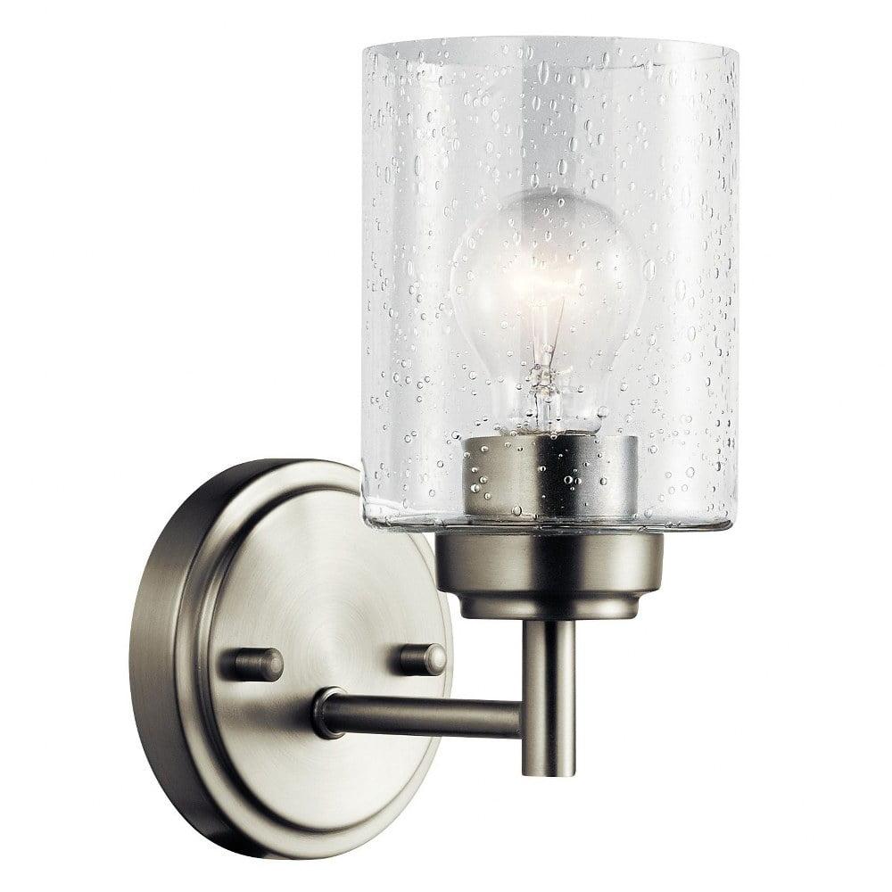 Transitional Black and Clear Cylinder Wall Sconce