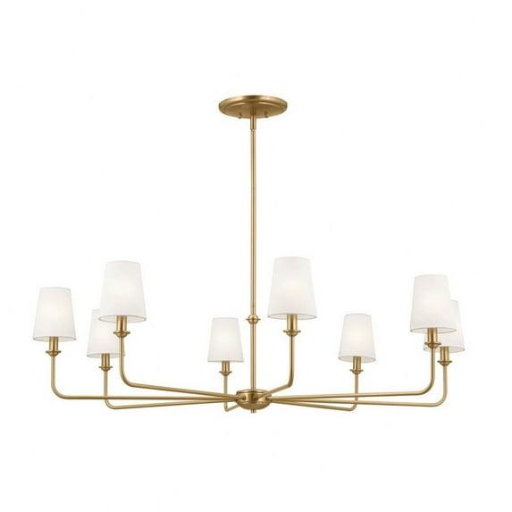 Classic 8 Light Chandelier with White Linen Shades