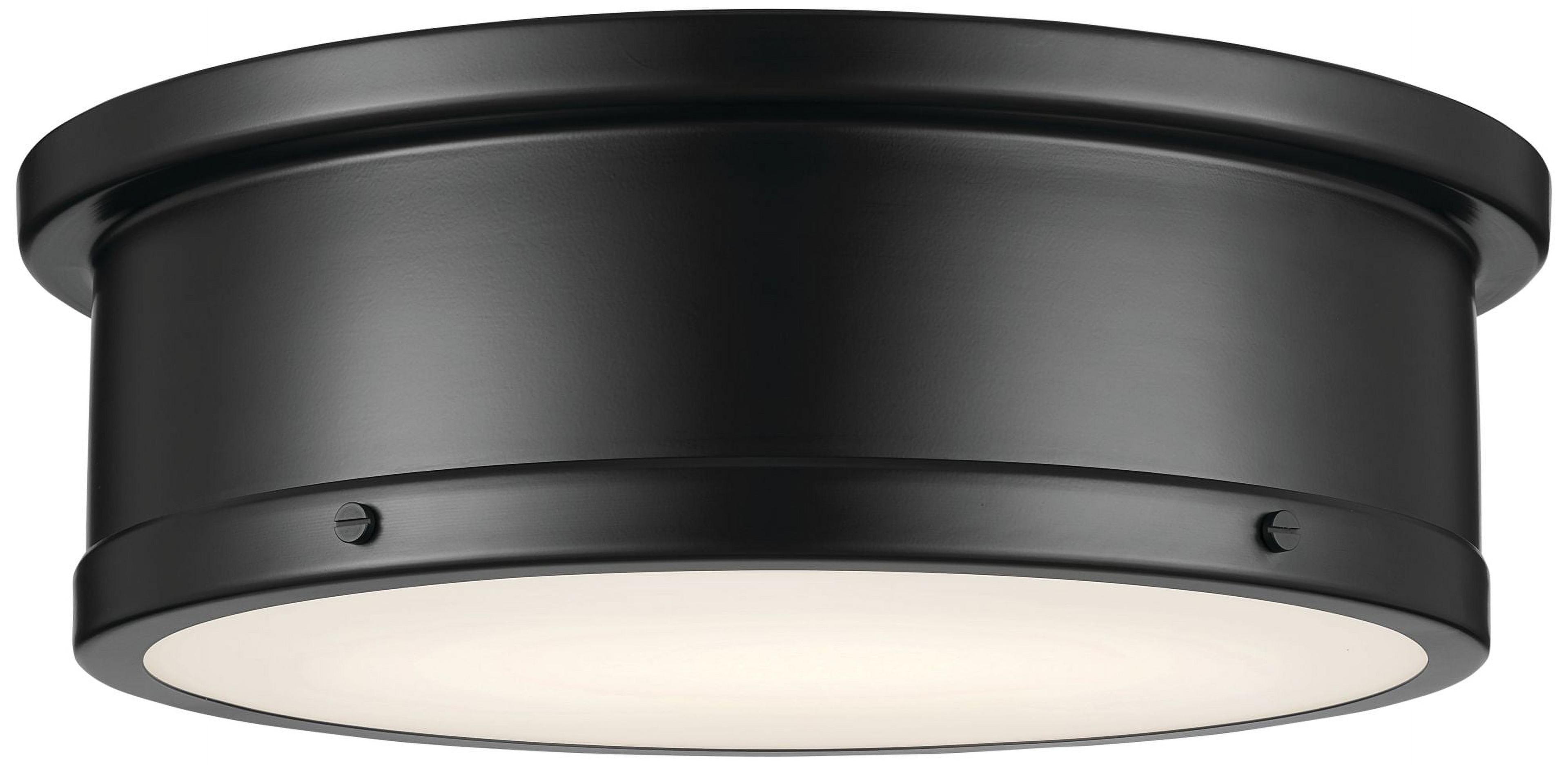 Serca 18" Black and Gold Glass Drum Flush Mount