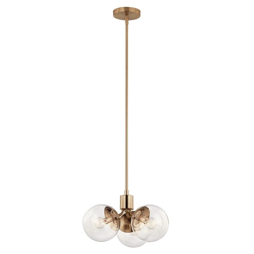 Champagne Bronze 3-Light Sputnik Chandelier with Clear Glass Shades