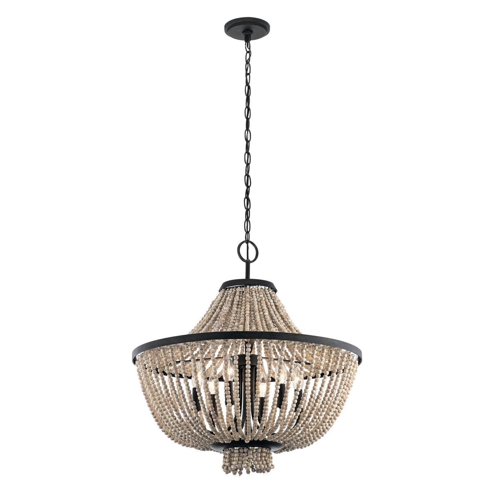 Elegant Brisbane 24" Distressed Black Crystal 6-Light Chandelier