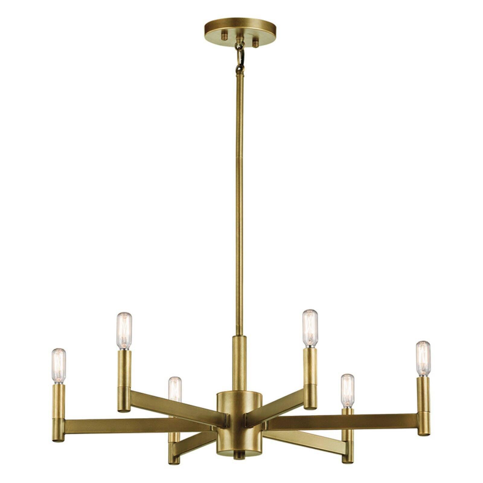 Sleek Modern 26" Black & Brass 6-Light Ambient Chandelier