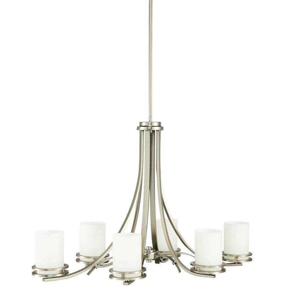 Hendrik 22.75" 6 Light Chandelier with Satin Etched Cased Opal Glass Brushed Nickel