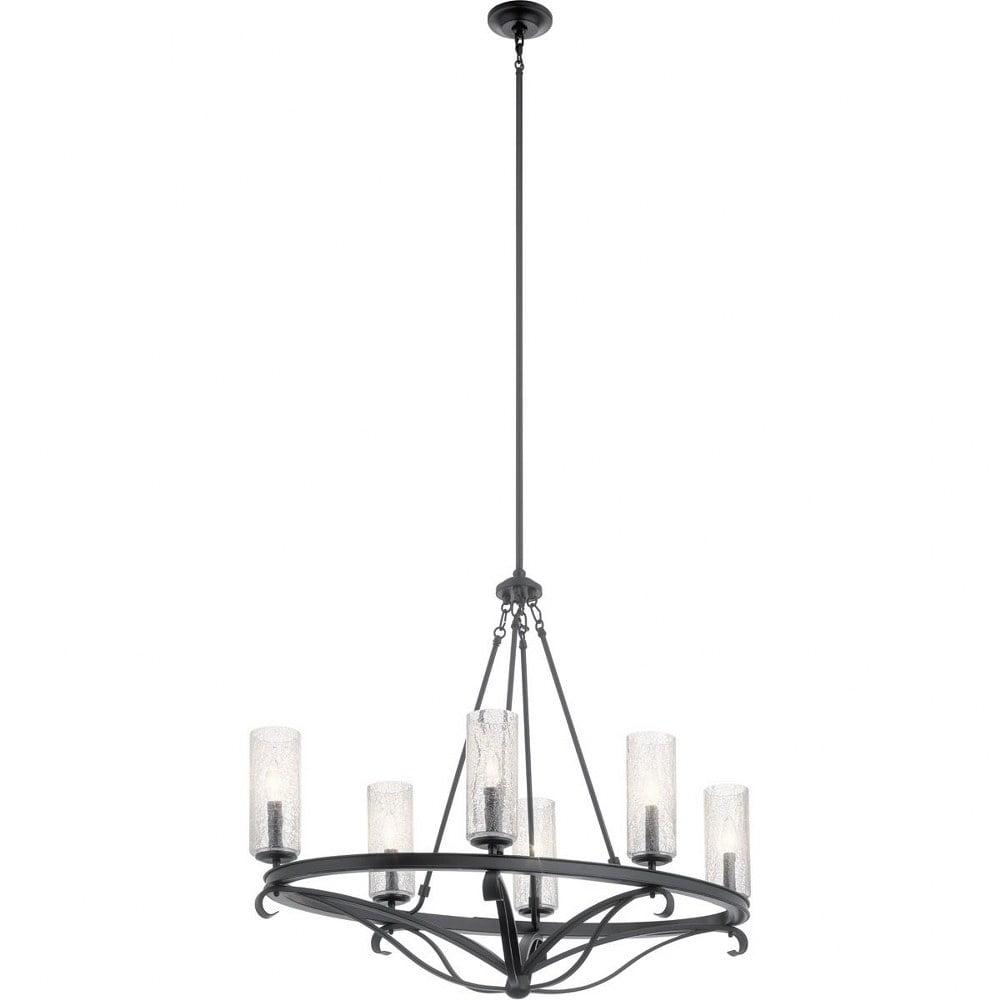 Krysia Modern Black Steel 6-Light Oval Chandelier