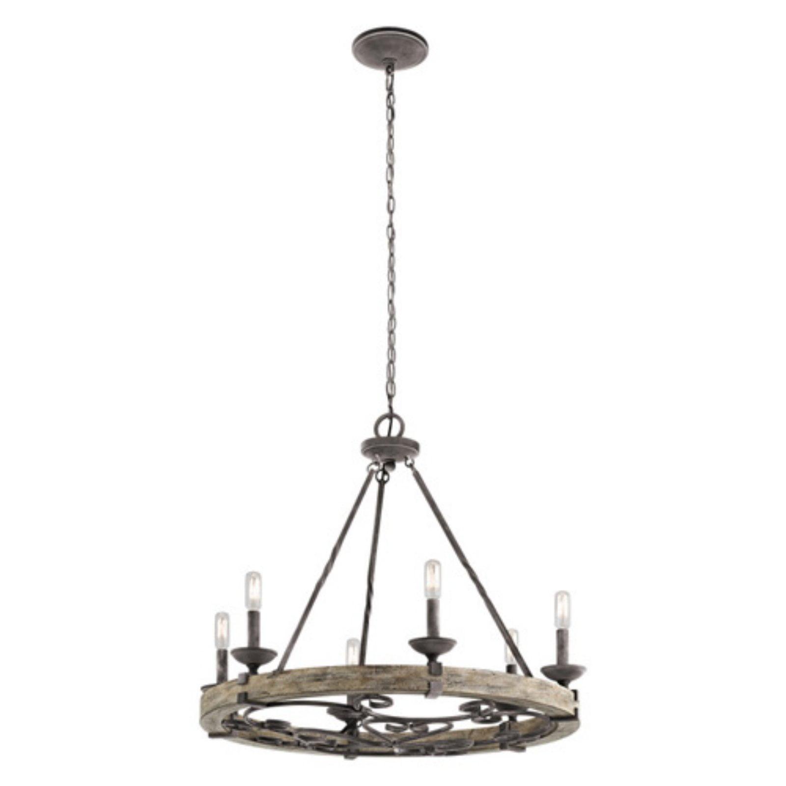 Taulbee 6 - Light Dimmable Wagon Wheel Chandelier