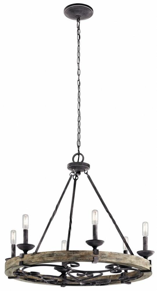 Taulbee 6 - Light Dimmable Wagon Wheel Chandelier