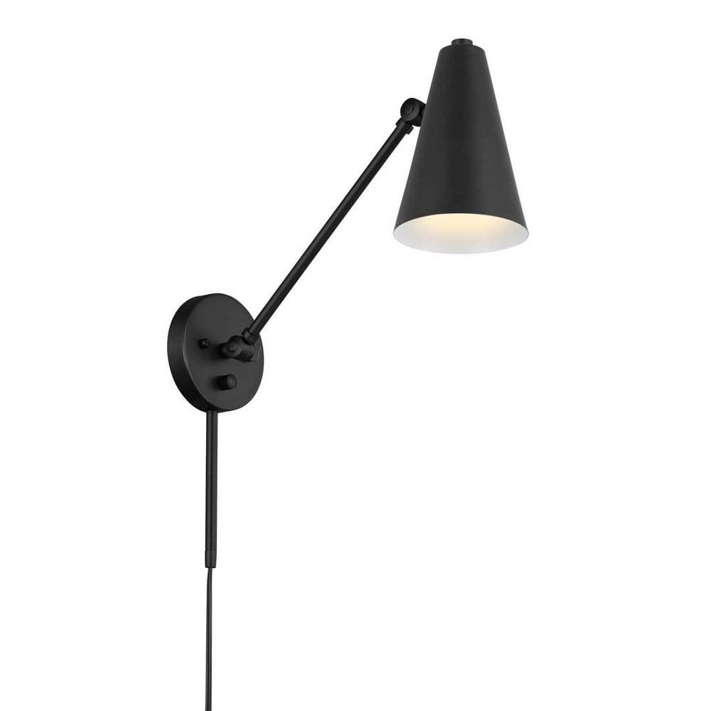 Sylvia Black Swivel Shade Dimmable Wall Sconce in Mid-Century Modern Style