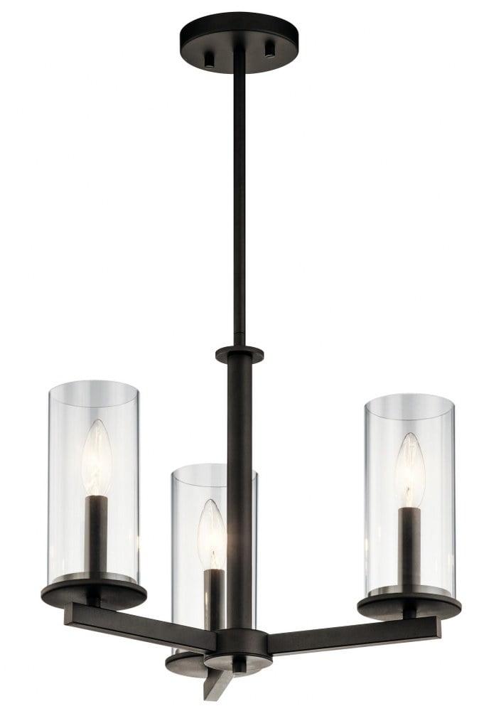 Crosby 13.75" 3 Light Convertible Chandelier with Clear Glass Chrome