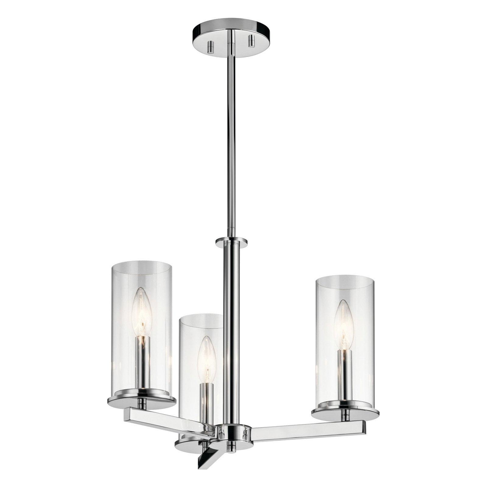 Crosby Mini 3-Light Chrome Black Convertible Chandelier/Semi Flush