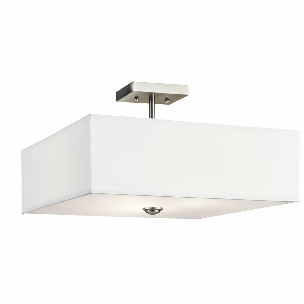 Elegant Urban 14" Brushed Nickel Square Semi-Flush Ceiling Light