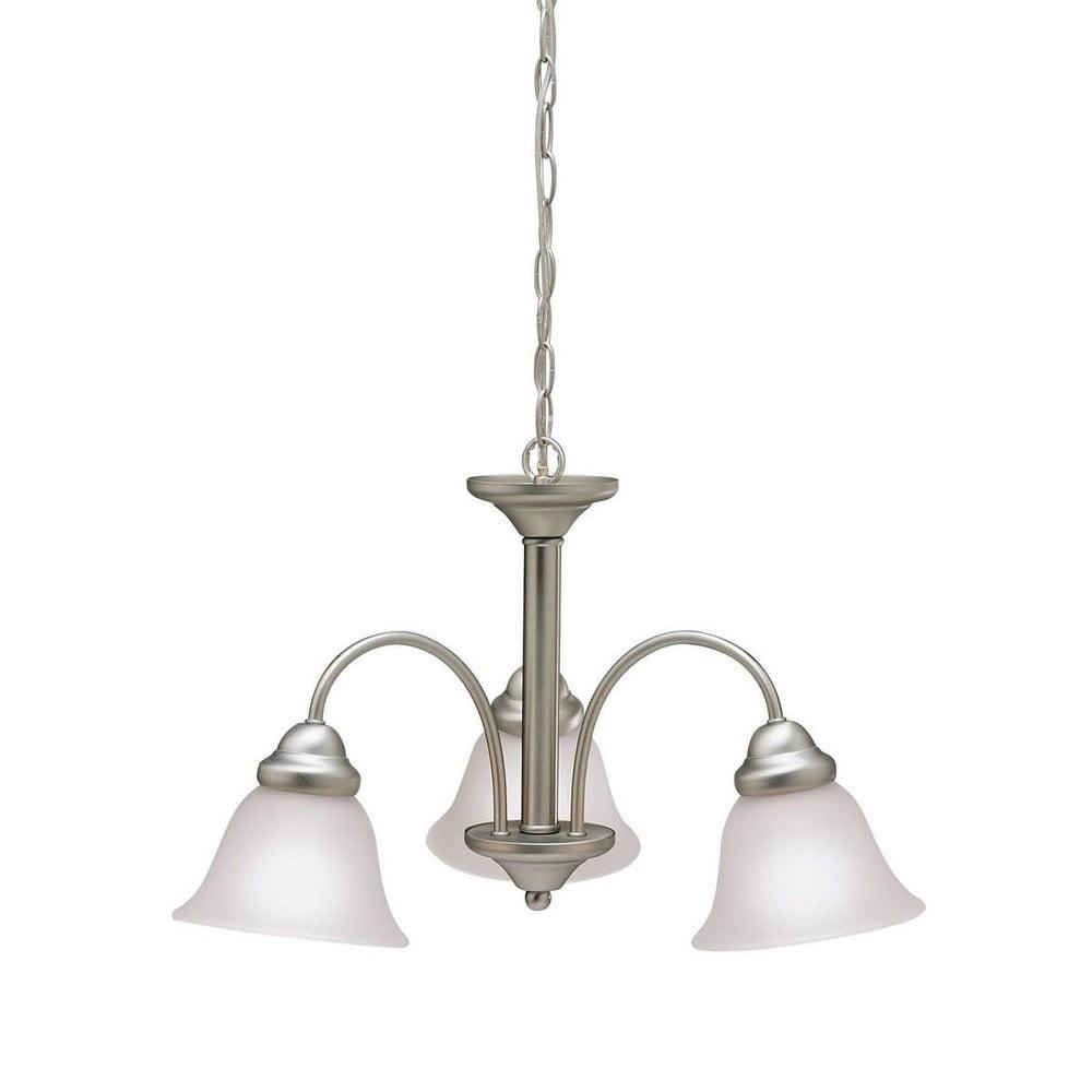 Mini Elegance Brushed Nickel 3-Light Chandelier with Satin Etched Glass