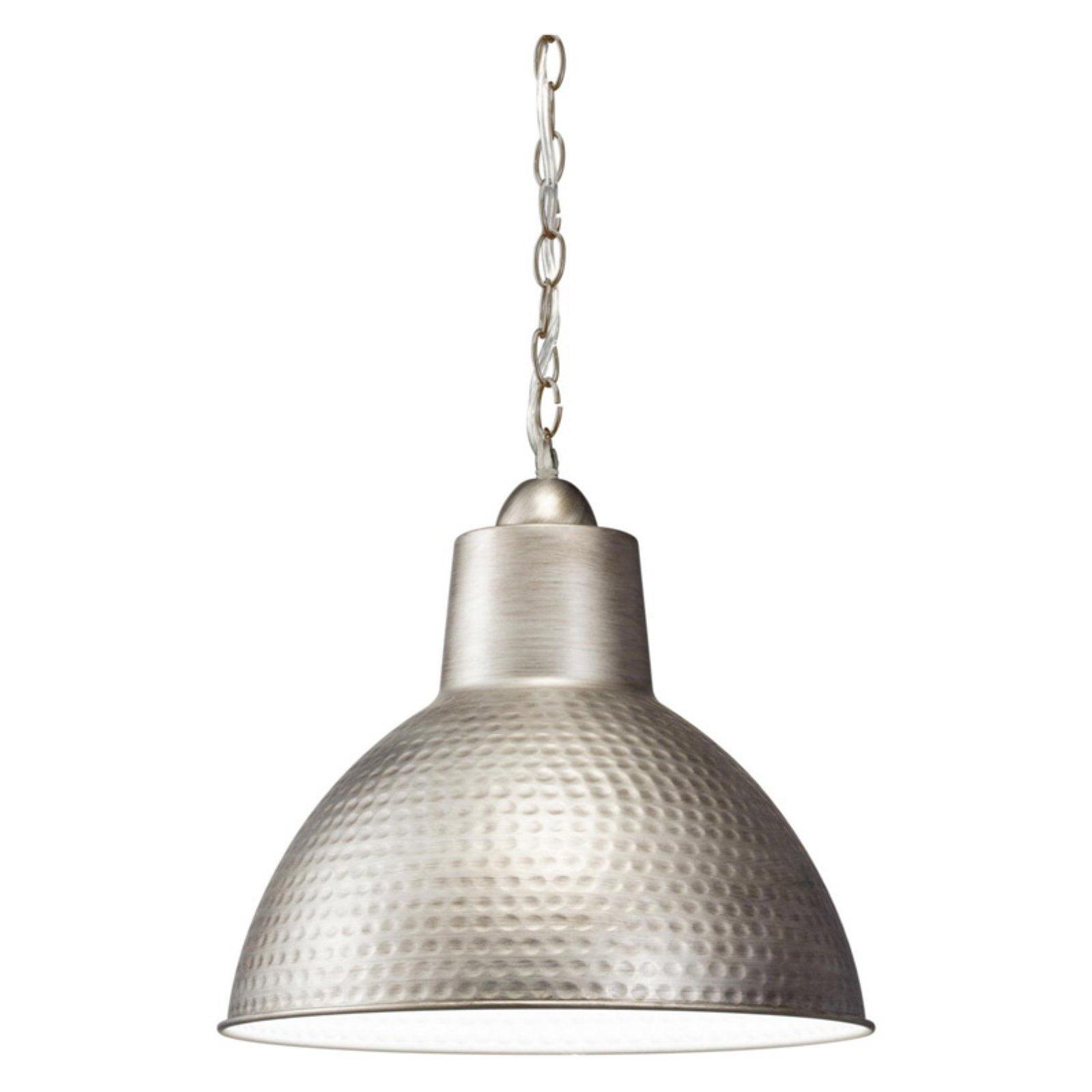 Antique Pewter Hammered Metal Pendant Light