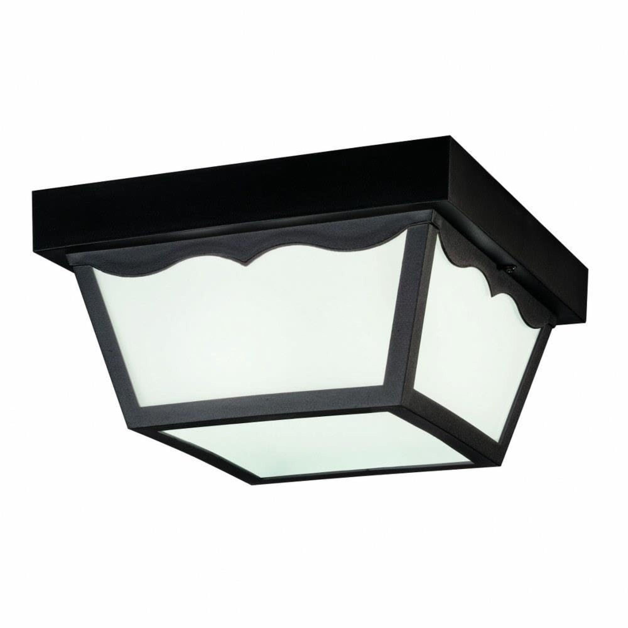 Black Glass 10.5" Indoor/Outdoor Ceiling Light Fixture