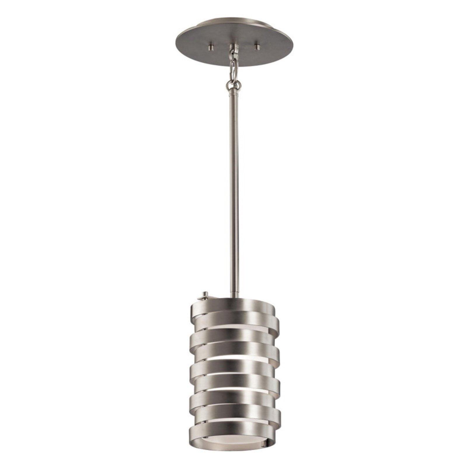 Roswell Brushed Nickel Mini Pendant with Satin Etched Glass