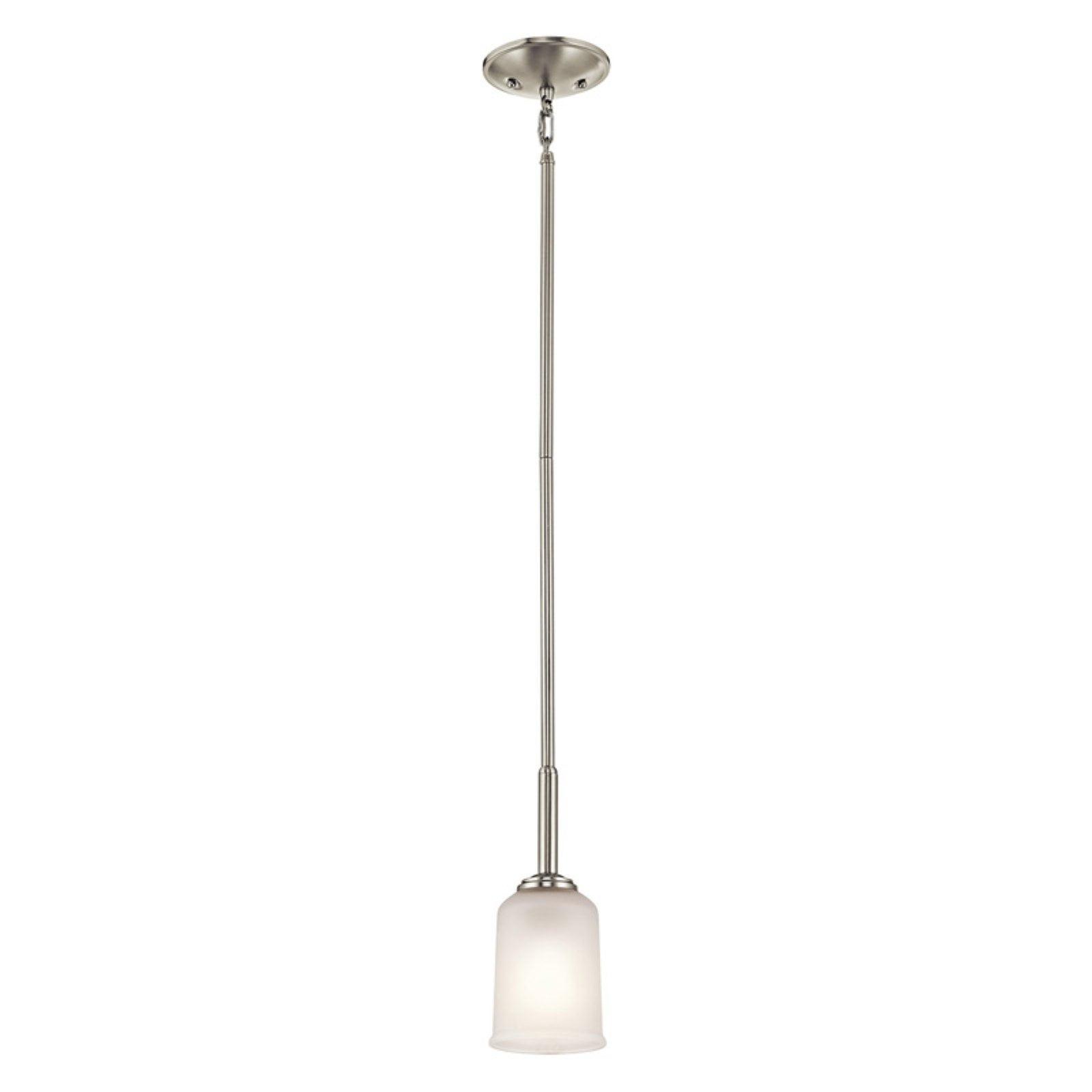 Shailene 11" 1 Light Mini Pendant with Satin Etched Glass in Brushed Nickel