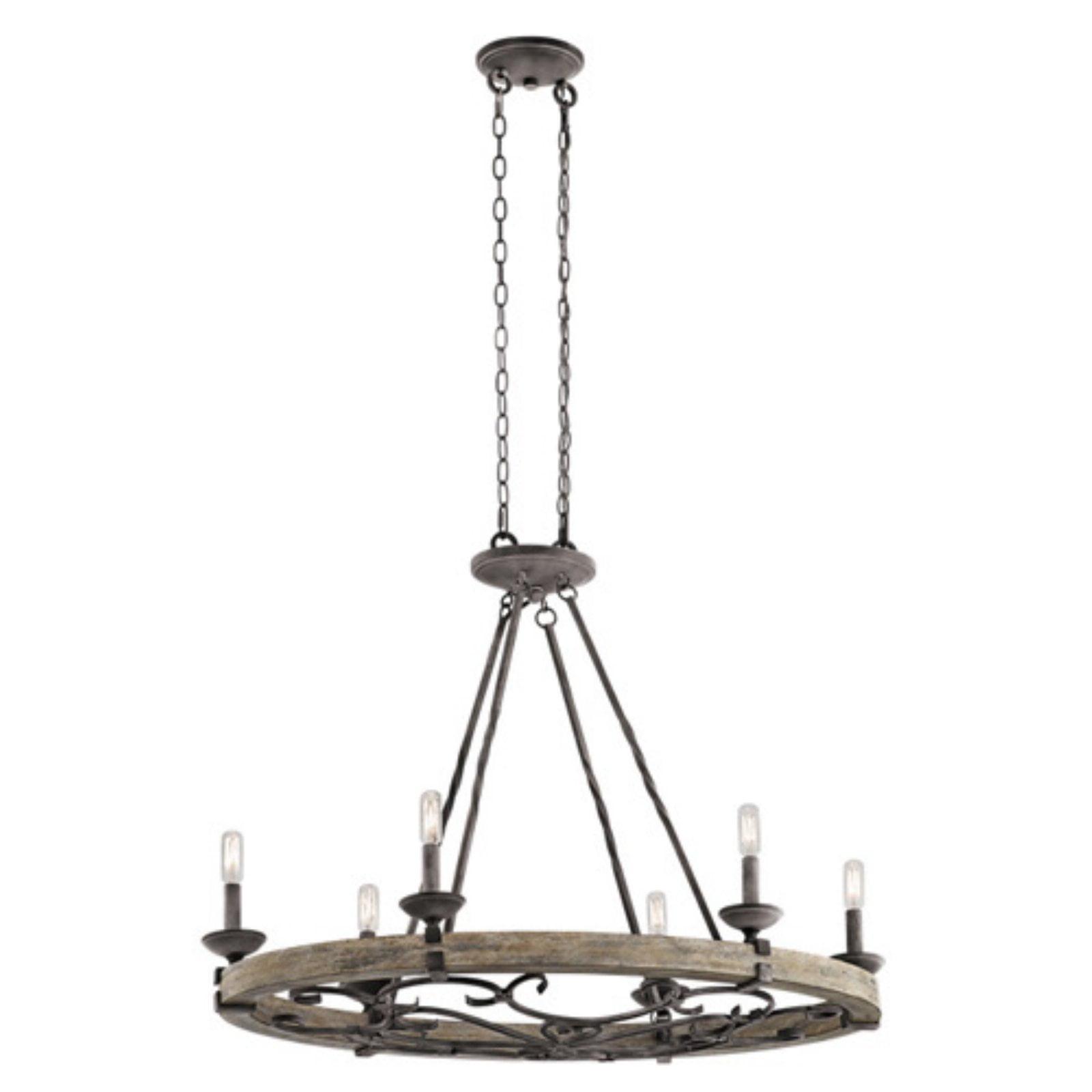 Rustic Country Grey 36" Wagon Wheel Ambient Chandelier