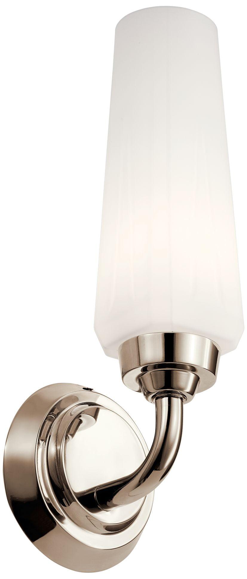 Polished Nickel Sconce with Satin Etched Opal Glass Shade