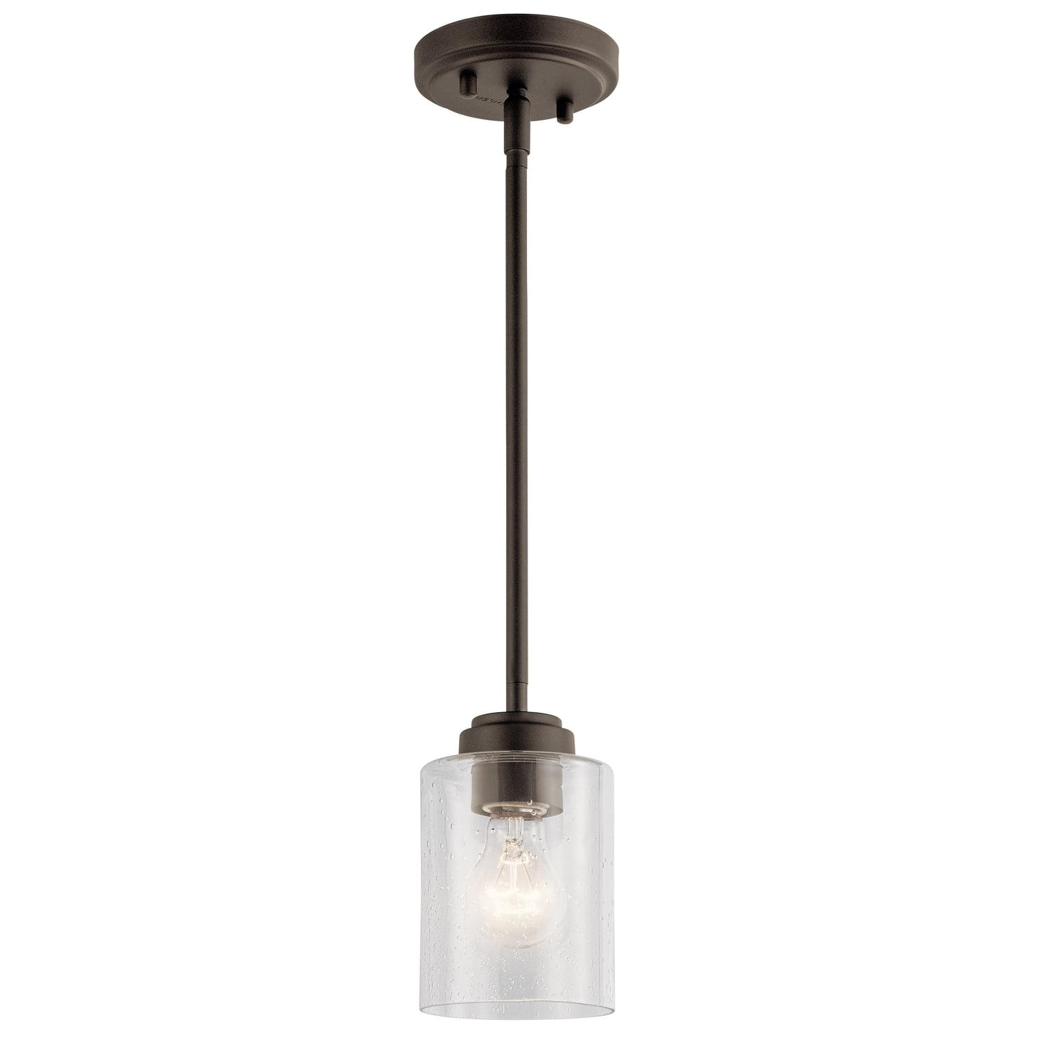 Winslow Olde Bronze Mini Pendant with Clear Seeded Glass