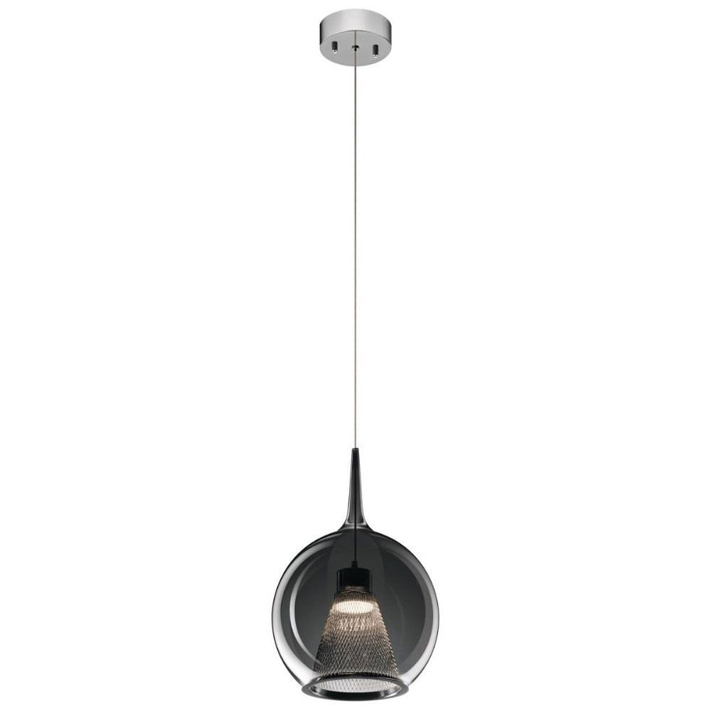 Zin Chrome LED Mini Pendant with Smoke Glass Globe