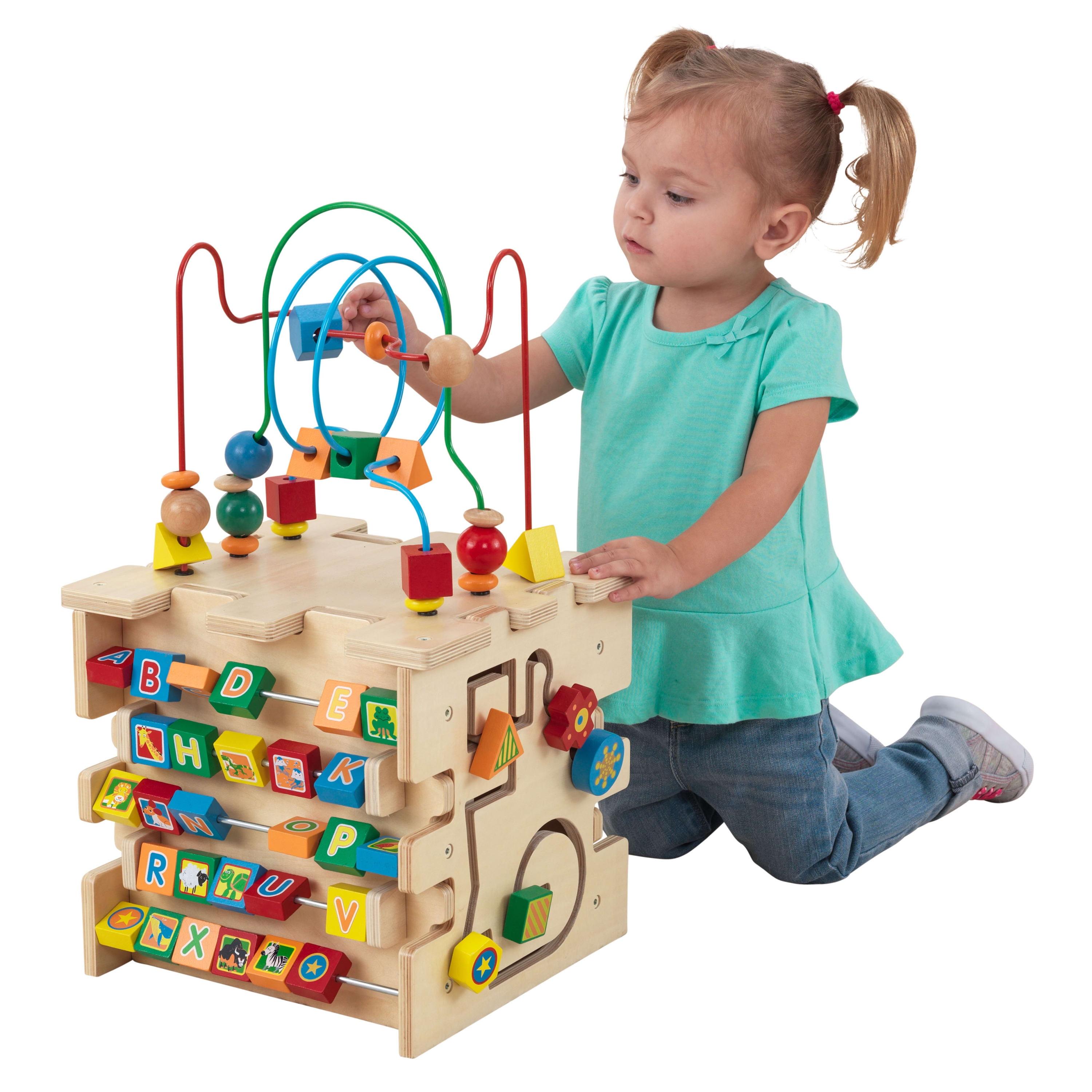 KidKraft Deluxe 5-Sided Wooden Activity Cube Teaches Shapes, Colors, Letters and Numbers