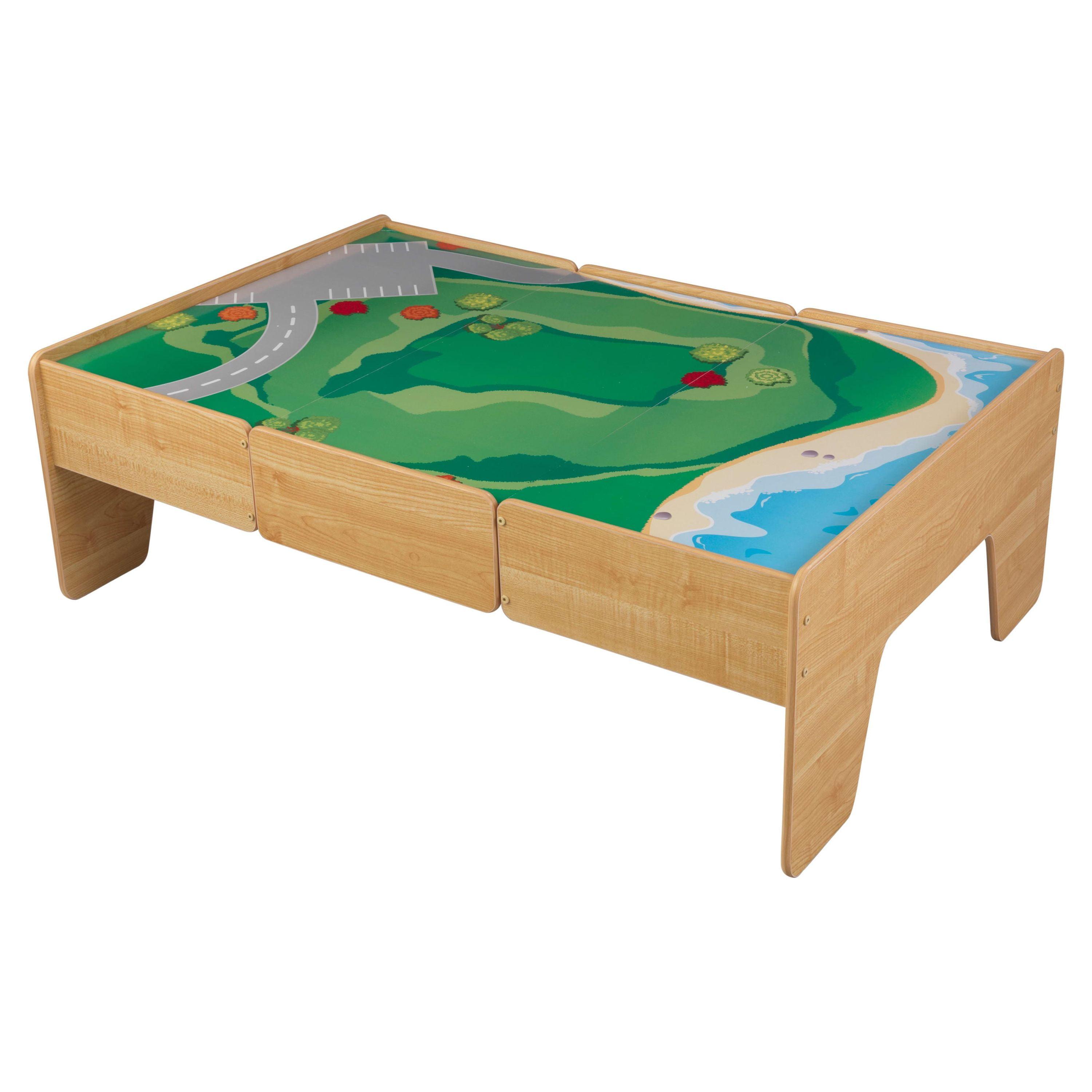 Natural Wooden Double-Sided Train and Activity Table