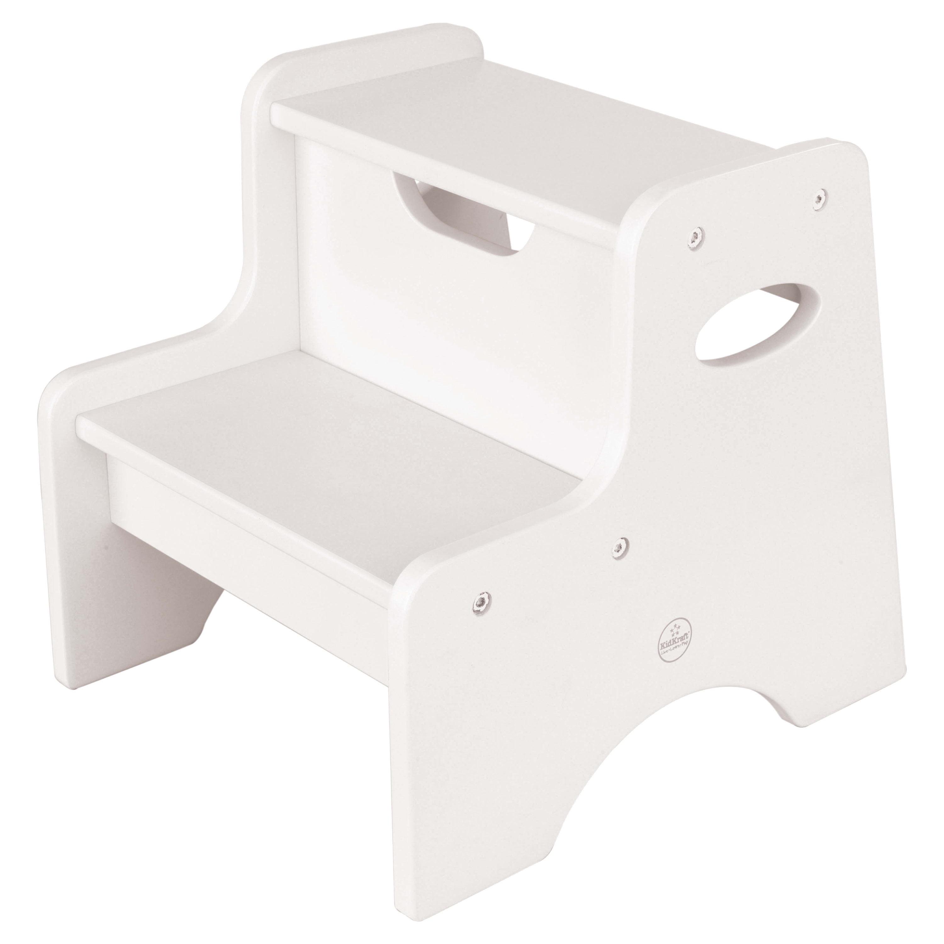 KidKraft Classic White Wooden Two-Step Children's Stool with Handles