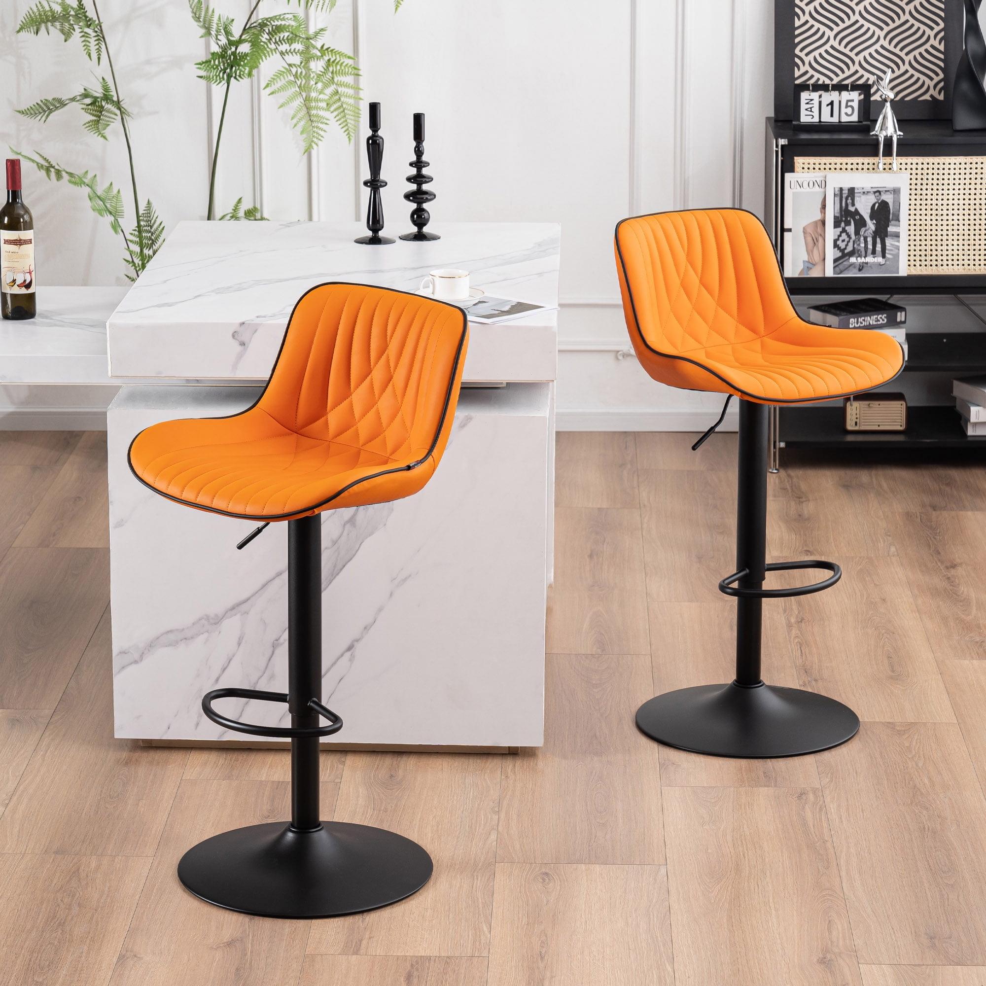 Zager Swivel Adjustable Height Bar Stools, Leather Upholstered Counter Stools, Modern Pub Stool