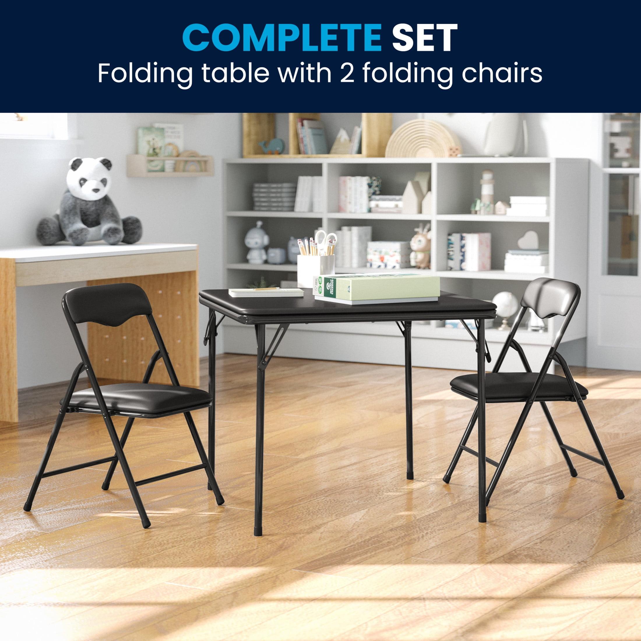 Flash Furniture Kids Black 3 Piece Folding Table and Chair Set