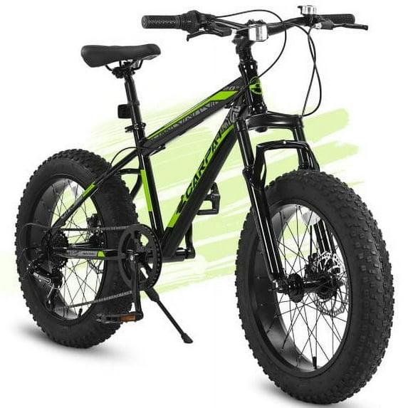 Mountain Bike 20 inch Wheels Fat Tire Bike,4" Wide Fat Tire Snow Mountain Bike ,7 Speed Teenager Children Kids' Bicycles