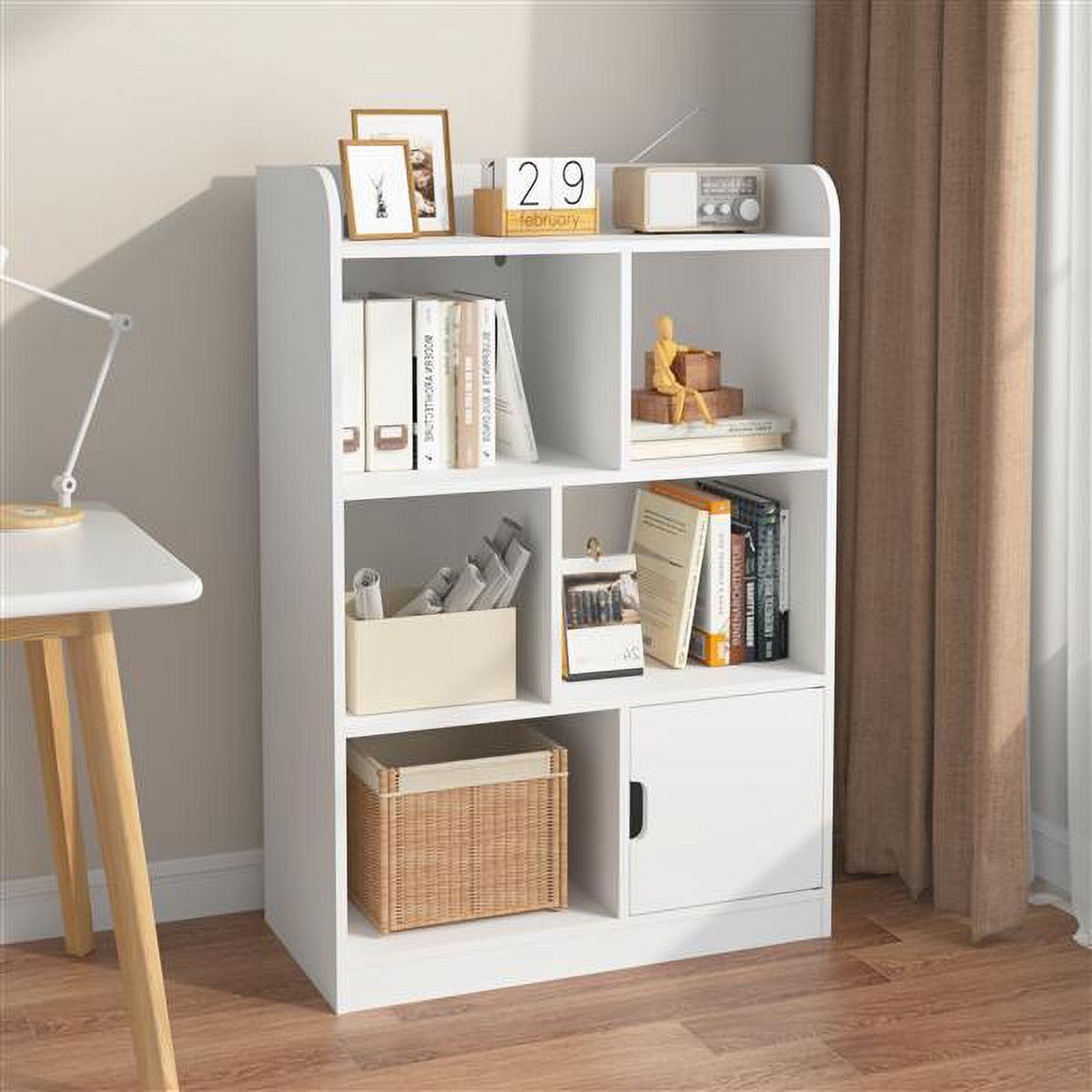 White MDF Kids Bookcase with 6 Cube Compartments