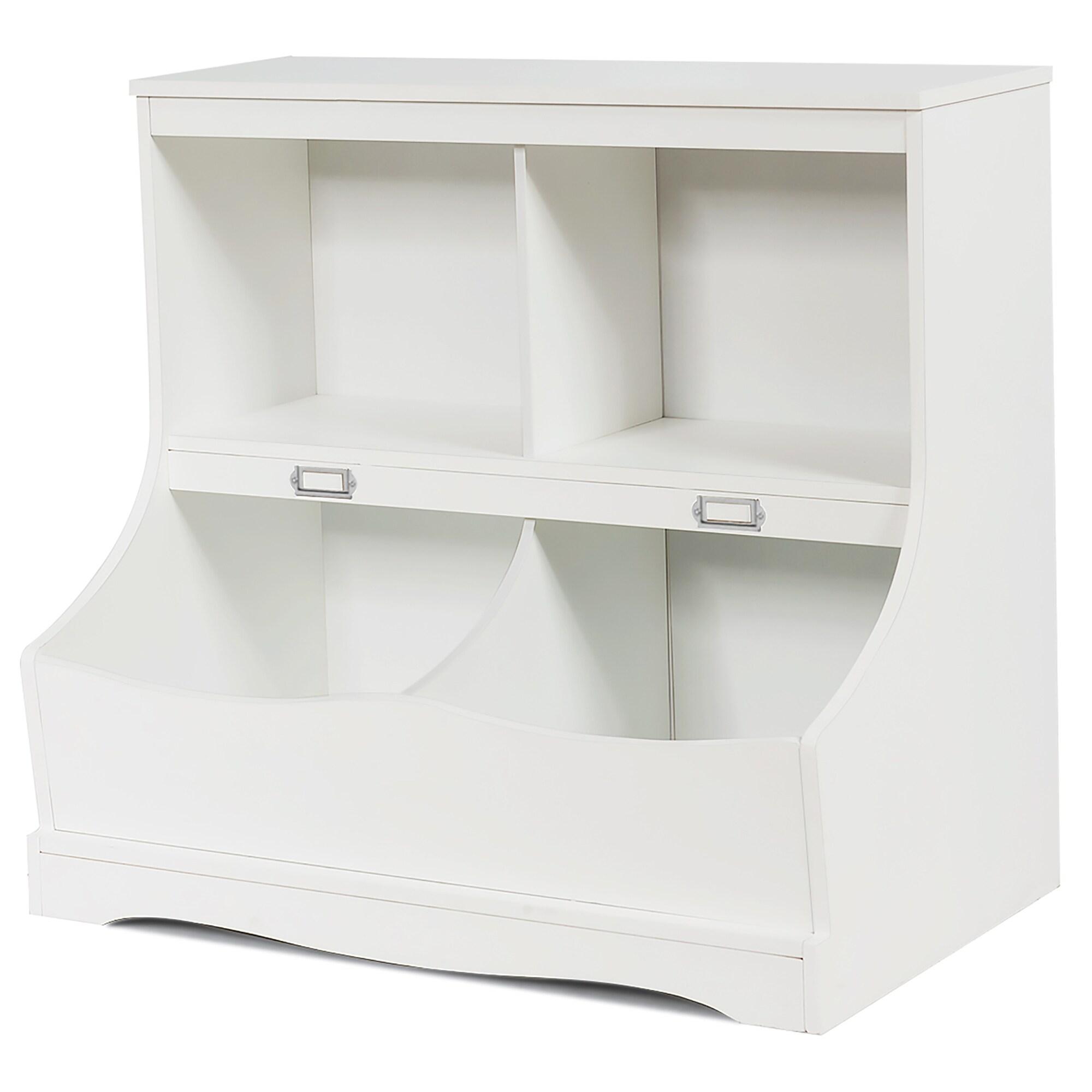 Costway Children's Multi-Functional Bookcase Toy Storage Bin Kids Floor Cabinet White