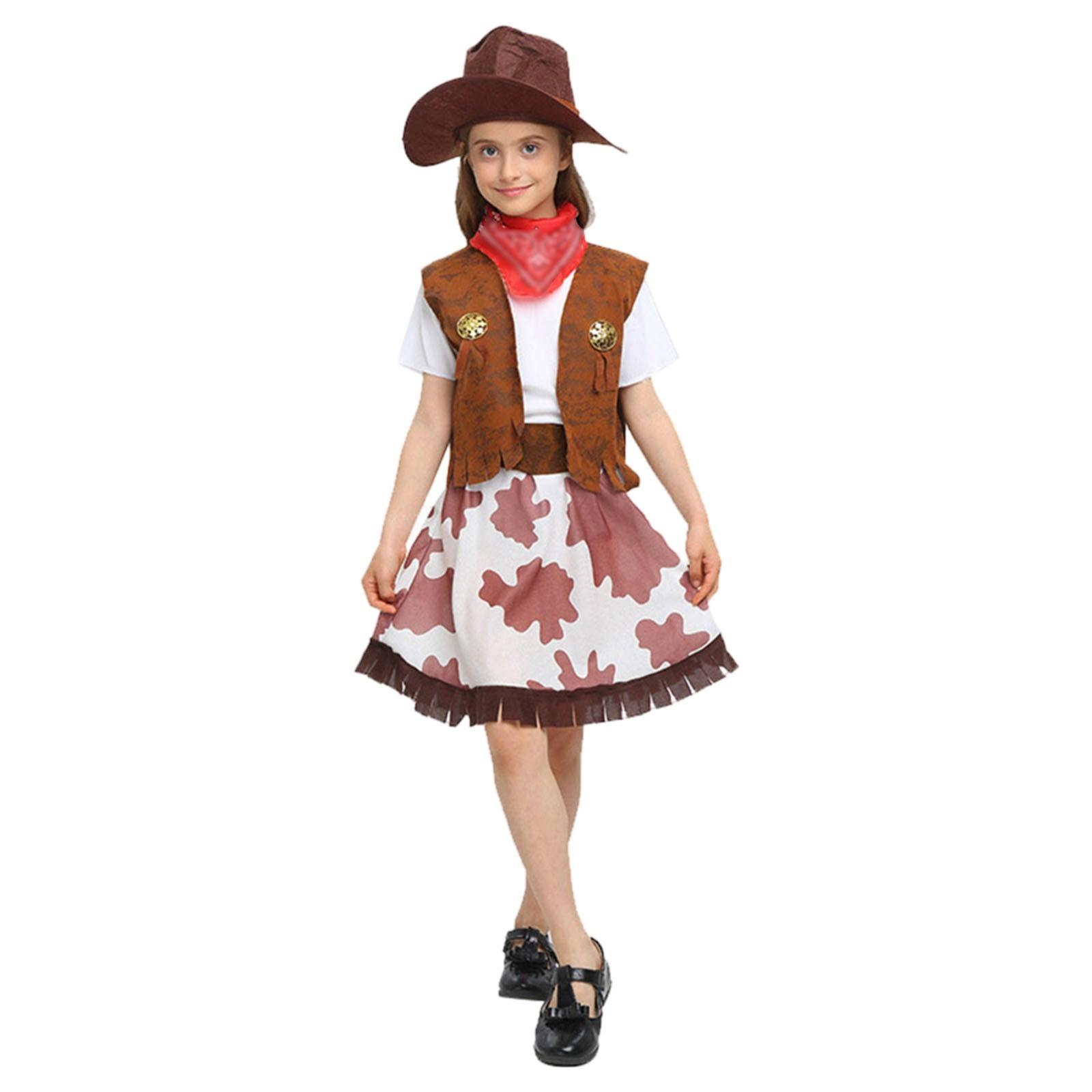 Kids Cowgirl Outfit For Girls Cowgirl Outfit Set With Toddler Cowgirl Hat Western Themed Dress-Up Outfits