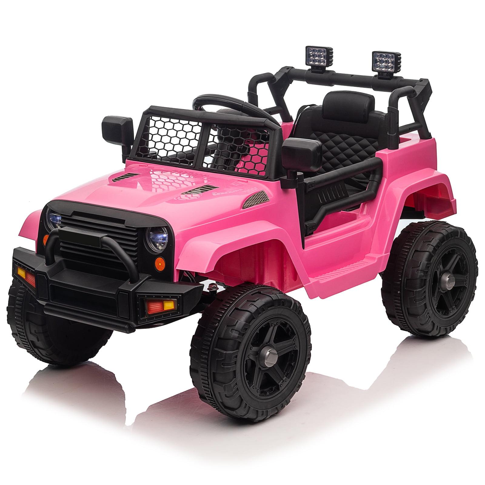 12V Pink Ride-On Truck with Remote Control and LED Lights