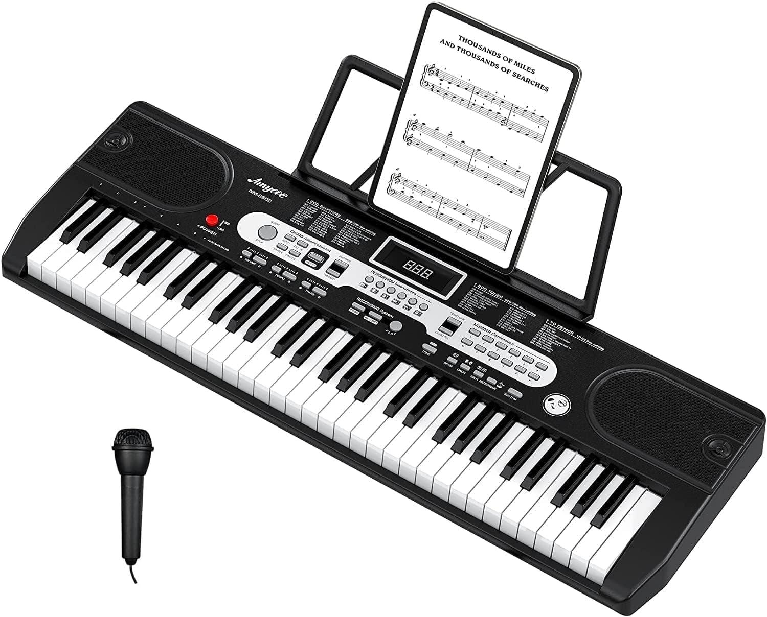 Kids Portable Piano Keyboard, 61 Key Electronic Keyboard Piano for Beginners with Microphone, Speakers, Digital Music Keyboard Teaching