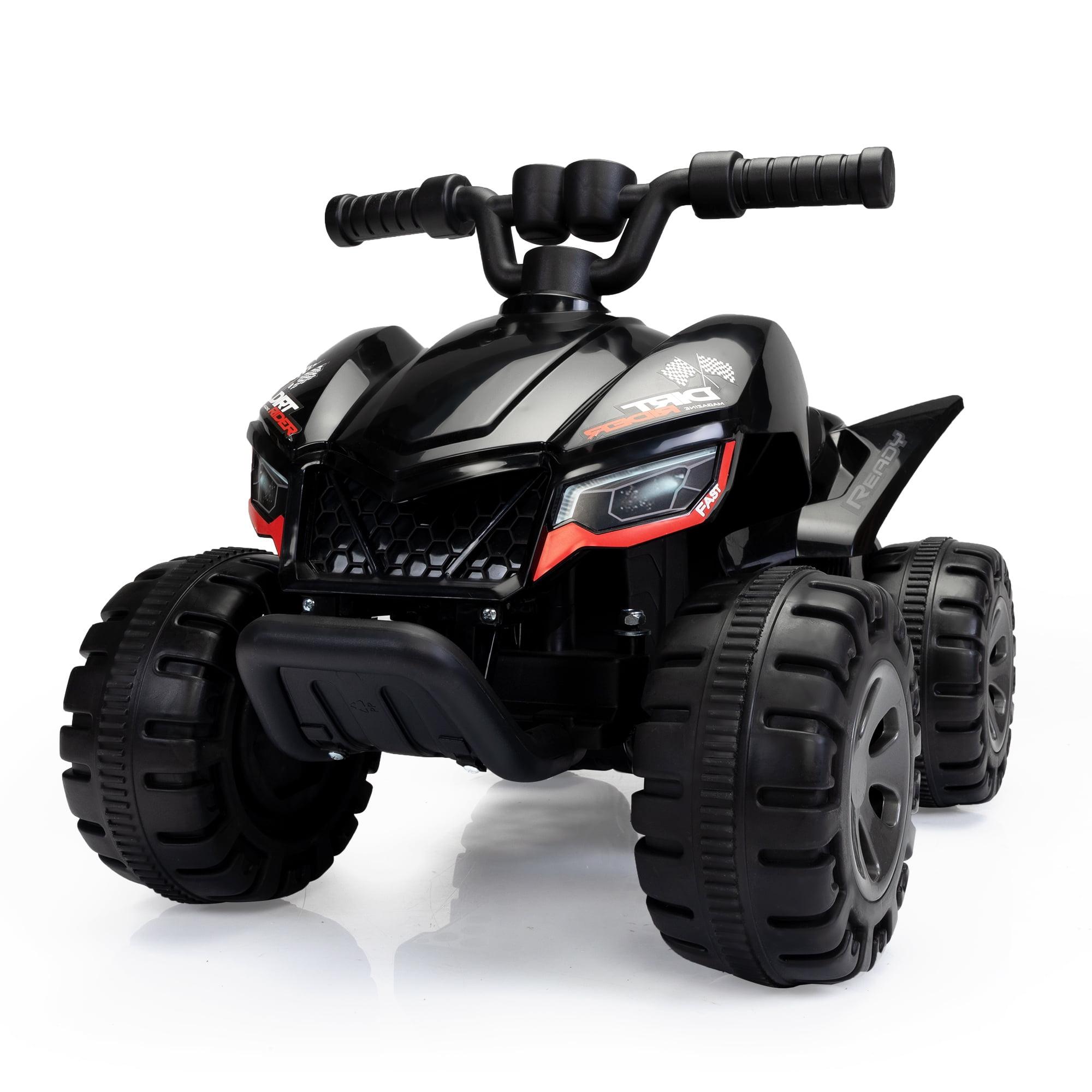 CIPACHO Kids Ride-on ATV, 6V Battery Powered Electric Quad Car with Music, LED Lights and Spray Device, 4 Wheeled Ride-on Toy for Boys Girls, Black