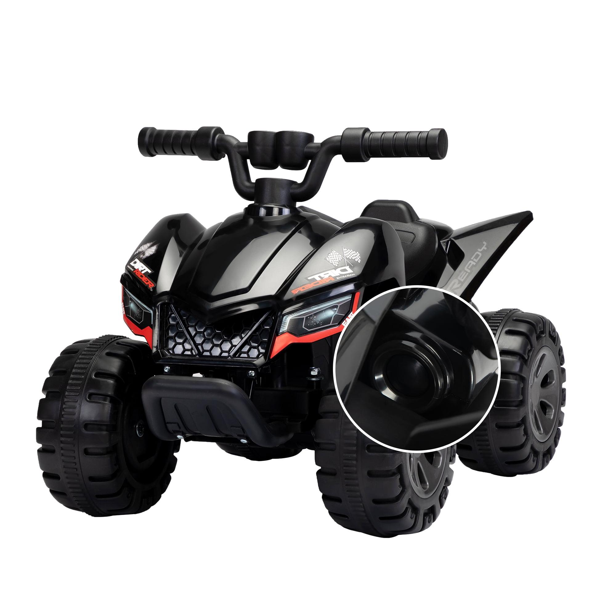 Resenkos Kids Ride-on ATV, 6V Battery Powered Electric Quad Car with Music, LED Lights and Spray Device, 4 Wheeled Ride-on Toy for Toddlers Age 3-5, Black