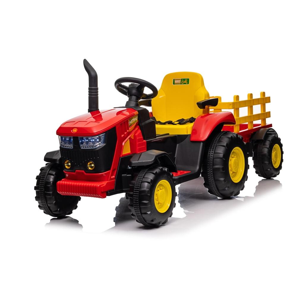 Red 12V Battery Powered Kids Ride-On Tractor with Remote Control