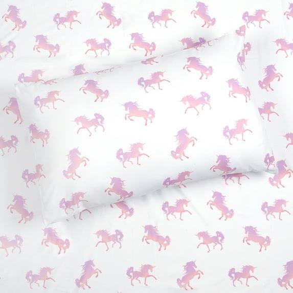 Tadpoles 4-Piece Shaded Unicorn Sheet Set | 1 Full Flat Sheet, 1 Full Fitted Sheet & 2 Queen Pillowcases