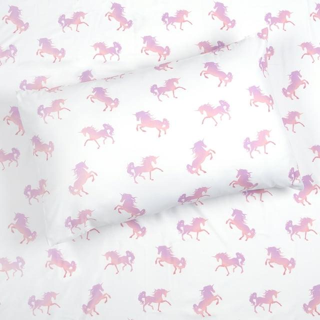 Tadpoles 4-Piece Shaded Unicorn Sheet Set | 1 Full Flat Sheet, 1 Full Fitted Sheet & 2 Queen Pillowcases