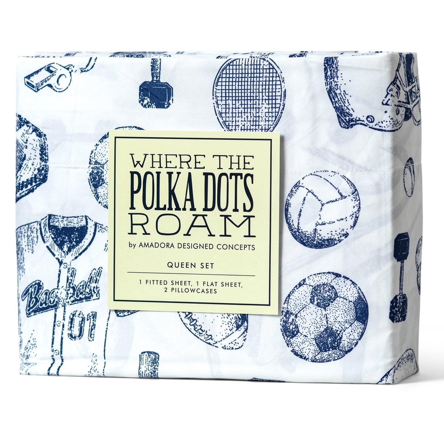 Where the Polka Dots Roam Sports Classic Collection Sports Kids Sports Bedsheets Set, Super Soft Baseball, Football, Soccer Themed Bedsheets